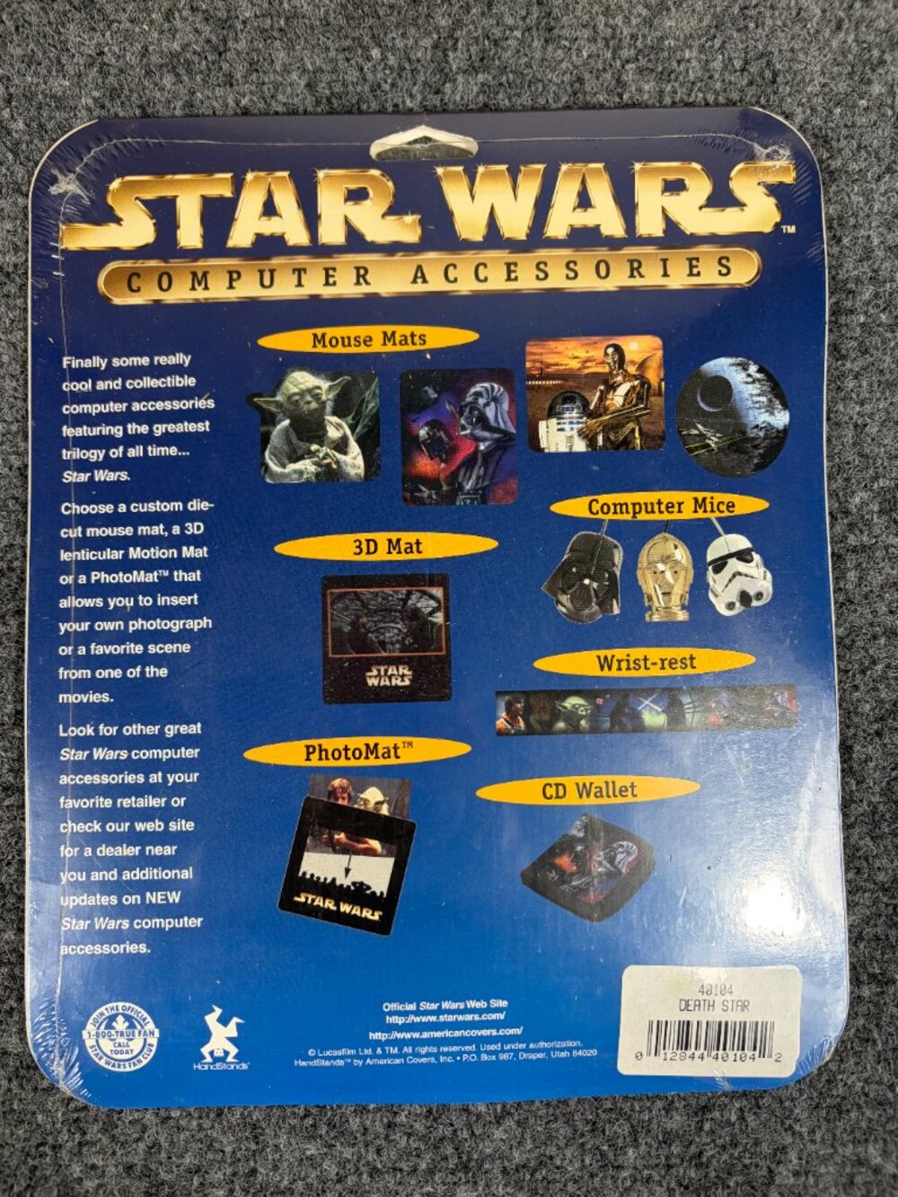 Vintage Star Wars Death Star Computer Mouse Pad NOS Sealed Lucasfilm HandStands - Picture 2 of 4